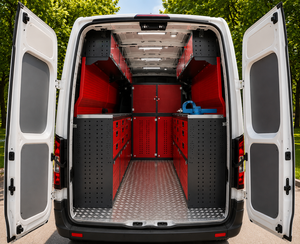 Sistema de estanterías OEM de alta resistencia para furgonetas de taller móvil con banco de trabajo, cajones para herramientas y armarios superiores para furgonetas de servicio y estanterías para coches. - Product Image 1