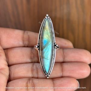 Anillos de Labradorita Azul Facetada de Estilo Religioso Único al por Mayor, Piedras Preciosas a Granel para Bodas, Compromisos, Fiestas, Regalos, Hechos de Latón - Product Image 2