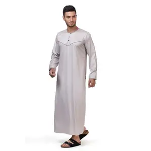 Wholesale men's stand Collar Robe Islamic Clothing Arab JUBBAH Comfortable Abaya Thobe for men Pakistan