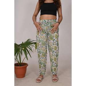 Pantalon de nuit en coton imprimé bloc pour femme Pantalon de pyjama taille élastique, bas de nuit léger et confortable - Product Image 6