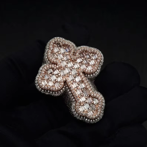 Iced Baguette Croix Bague Hip Hop Déclaration Bijoux En Argent Passe Diamant Test-Montre/Bague Cadeau - Product Image 1