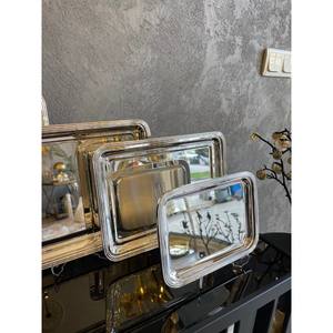 Plateaux de service de fruits alimentaires brillants meilleure fabrication plateau de service de nourriture en métal de qualité supérieure pour la maison restaurant hôtels vaisselle utilisation - Product Image 2