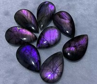 Nouvel Arrivage HARI OM CREATIONS Pierre précieuse cabochon en labradorite naturelle violet éclatant en forme de poire, lisse, non montée, certifiée IGI, pour bijoux