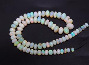 Cuentas sueltas de piedras preciosas de fuego múltiples naturales de ópalo australiano, cuentas redondas lisas, tamaño 5x9 de longitud, cuentas de ópalo australiano de 13 pulgadas - Product Image 6