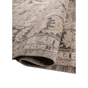 Alfombra Afgana de Lana Anudada a Mano en Gris y Negro con Patrón de Medallón, para Uso Doméstico - Jaipur ZA EA-3006 - Product Image 2