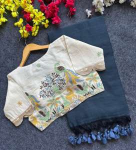 Fabricant et fournisseur de chemisiers et de saris en coton Khadi avec broderie de Surat à prix de gros - Product Image 5