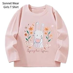 Camiseta de manga larga para niña con estampado de dibujos animados y cuello redondo de algodón - Product Image 6