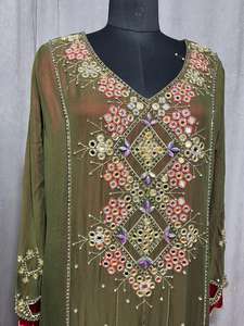 Vestidos Casuales Aabya, Bordados a Mano con Cuentas, Modestos, con Patrón 3D, Logotipo Frontal, Cintura Imperio, Suministro ODM - Product Image 4