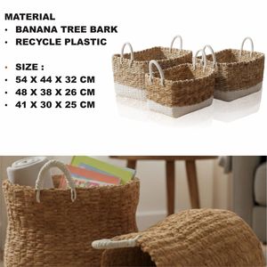 ชุดตะกร้าสี่เหลี่ยม 3 ใบ ทำจากใยมะพร้าว งานฝีมือ - Product Image 2