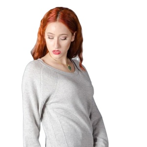 Luisa Mùa Đông Cơ Bản May Mặc Giản Dị Ý Phụ Nữ Của Rộng Đan Áo Len Trong Merino Len Và Cashmere Phía Trước Logo Trang Trí Mô Hình - Product Image 2