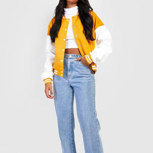 Chaqueta Universitaria Ligera y Transpirable para Mujer, Forro de Algodón, Cuello Alto, Color Sólido, Estilo Vintage - Product Image 3