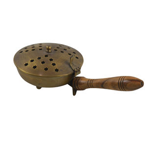 Metal Brass <b>Incense</b> and Bakhoor Burner High Quality <b>Incense</b> Burner With Wooden Handle Engraved Design Stand for Top Sale - Product Image 1
