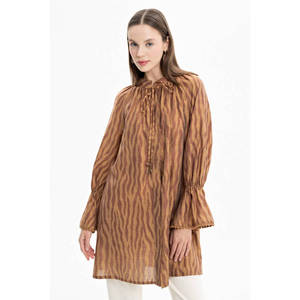 Túnica Bohemia Bordada con Lazos para Mujer - Blusa Asimétrica de Gasa para Oficina - Product Image 1
