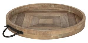 Le restaurant utilise un plateau de service à la mode Couleur naturelle Plateau de service en bois d'acacia sain simple pour restauration rapide avec poignées en métal noir - Product Image 5