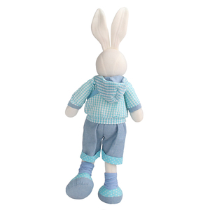 Zaves 42cm Spring Easter Bunny Plush <strong>Toy</strong> - Stuffed Rabbit <strong>Toy</strong> with Blue Outfit Funny Waist Bag Design Easter Festival Decoration - Product Image 3