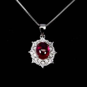 AAA+ Quality 925 Sterling Silver <b>Necklace</b> Oval <b>Ruby</b> 8x6mm Natural Gemstone Jewelry 18inches Cus-Jew106 - Product Image 1