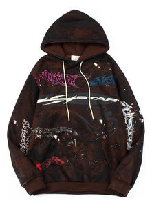 Sweat à capuche pour femme, coupe classique, effet délavé, en polaire confortable pour l'hiver, avec logo frontal, tendance pour le quotidien - Product Image 2