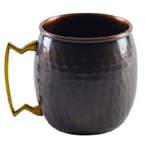 Taza de barril de cobre negro de punto martillado antiguo con mango de latón puro para beber Hotel Bar restaurante uso doméstico - Product Image 1
