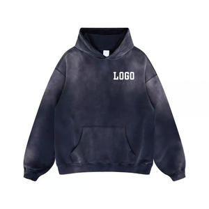 Sweat à capuche à épaules tombantes pour hommes, poids lourd et surdimensionné de 340 grammes, pull Streetwear sans ficelle, impression numérique pour l'hiver - Product Image 2