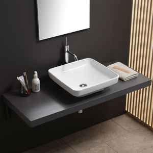 Rubinetto da Parete Design Quadrato 45x45 Compatibile con Lavabo da Appoggio - Product Image 2