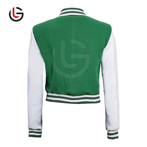 Haute qualité femmes décontracté recadrée Letterman veste en gros respirant tricoté coton laine doublure col montant utilisation en extérieur - Product Image 4