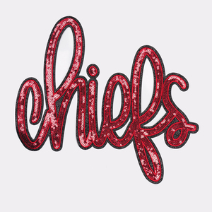 Wholesale Hot Selling Embroidered Patch Letters Red Self Adhesive Letters Patches Glitter - Product Image 1