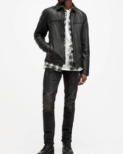 Veste en cuir de mouton personnalisée de qualité supérieure pour hommes avec col montant fermeture à glissière de style rue haute saison de printemps - Product Image 4