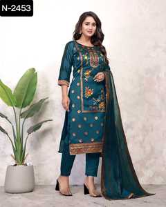 Vestido de mujer Georgette de imitación pesado de calidad superior de último diseñador, papel de aluminio bordado, trabajo, ropa de fiesta informal paquistaní elegante - Product Image 4