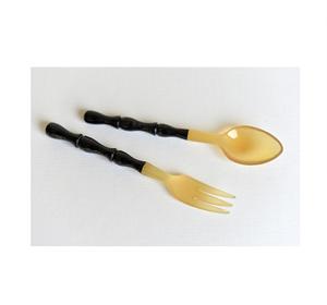 Cuillère à couverts en corne de couleur Beige, noir, brillant, meilleurs ensembles de couverts - Product Image 3