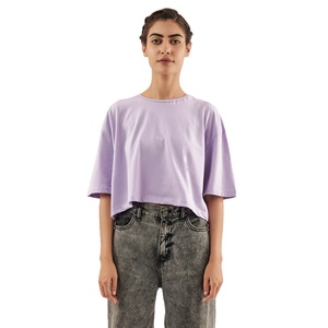 Camiseta informal de algodón Spandex con cuello redondo para mujer, gran oferta, Top corto de manga corta ajustado, diseño de logotipo de verano - Product Image 2