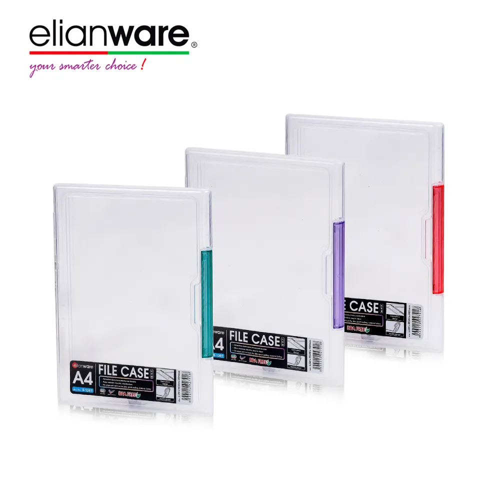 Elianware Transparent Clear Body Portable Files for Documents Hand Carrier A4 Documentation Case