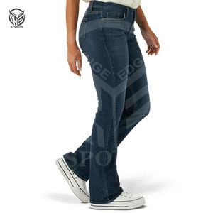 Prix d'usine en gros, matière de qualité supérieure, meilleur article, jean 100% coton, taille personnalisée, jean droit long pour femmes. - Product Image 5