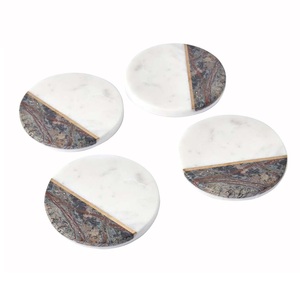 Juego de dos posavasos de porcelana con acabado esmaltado de aspecto elegante, forma redonda, para decoración de mesa de comedor, para tazas de café, cerveza, vino, para el hogar. - Product Image 3