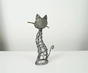 Abstract Modern Aluminum Casting Metal <b>Craft</b> Cat <b>Wire</b> Sculptures for Tabletop and Mantel Decor - Product Image 4