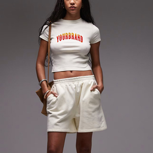 Hot selling article 100% Cotton Womens Two-Piece Shorts Set Summer casual wear Fashionable breathable jogging Set for women's - Product Image 1