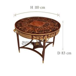 Mesa de Entrada Clásica de Lujo con Incrustaciones de Latón y Madera - Product Image 6