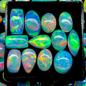 24 Pcs Boîte Ethiopienne Opale Cabochon Bonne Qualité Multi Flashy Opal Cabochon Lot, Mix Shape Welo Opal Pour La Fabrication De Bijoux - Product Image 5