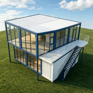 <span class=keywords><strong>Maison</strong></span> conteneur préfabriquée à deux étages en kit, à panneaux sandwich, avec une pièce individuelle standard, pour logement à louer rapide - Product Image 2