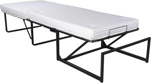 Pouf-lit simple, fabriqué en Italie, transformable avec matelas pliable et gain de place, et repose-pieds, tissu en velours amovible - Product Image 3