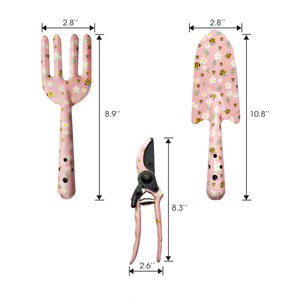 Set di 3 Attrezzi <span class=keywords><strong>da</strong></span> Giardinaggio con Stampa Floreale: Forbici <span class=keywords><strong>da</strong></span> <span class=keywords><strong>Potatura</strong></span>, Paletta e Forchetta in Acciaio Inox, Ferro e Alluminio Pressofuso - Product Image 4
