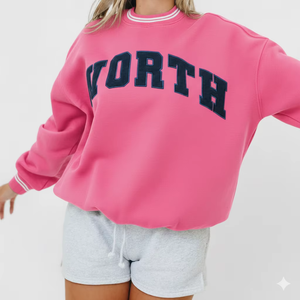 Wholesale OEM <b>Women</b> <b>Long</b> Autumn/Winter Oversized Mockneck Fleece <b>Sweatshirt</b> with Front Logo Breathable & Eco-Friendly Casual Fit - Product Image 6