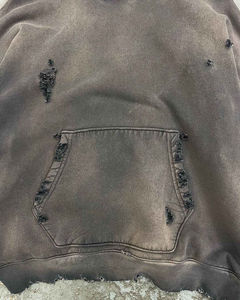 Acidwashvintagefrenchterry เสื้อมีฮู้ดผ้าฟลีซพิมพ์ลายนูนสำหรับฤดูหนาวผ้าคอตตอนผสม - Product Image 2