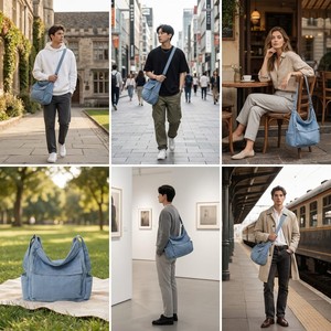 Sac bandoulière esthétique en jean bleu clair Y2K, sac hobo en jean avec sangle rembourrée pour un maintien confortable, idéal pour les tenues <span class=keywords><strong>de</strong></span> vacances à la plage - Product Image 3