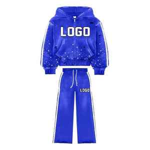 ชุดสเวตเตอร์ผ้าคอตตอนสำหรับผู้ชายแห้งเร็วสีพื้นแบบลำลองสำหรับฤดูหนาวของ100% - Product Image 3