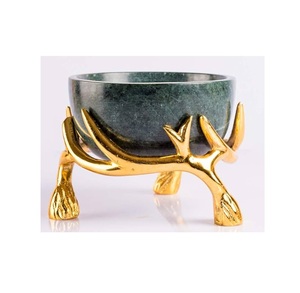 Mesa de cabeza de ciervo, cuencos decorativos para servir frutas, asta, estilo de color brillante plateado antiguo moderno con diseño único - Product Image 2