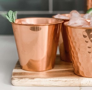 Vasos Metálicos de Cobre para Beber, Vasos de Agua para Beber con Superficies Martilladas, Espejo Apilable, Vasos para Bebidas Frías, Faizacraft - Product Image 3