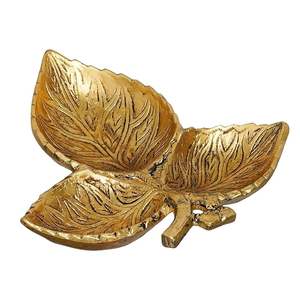 Plateau de service décoratif en métal pour fruits secs, forme de feuille, pour la table à manger à la maison, cadeau, finition haut de gamme, vaisselle durable, article plus - Product Image 4