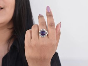 Stackable Handmade Round Amethyst Ring 925 Sterling Silver Factory Wholesale Bulk Natural Gemstone Jewelry - Product Image 4