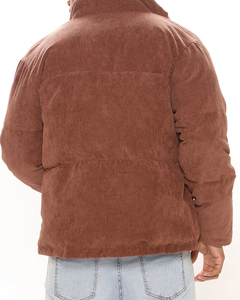 OEM Custom logo <b>Corduroy</b> Puffer Outerwear <b>Jackets</b> Men Stand Collar Loose Windproof Custom Warn Cotton Zip up Winter Brown - Product Image 5