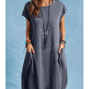 2025 nueva llegada mujeres Mini vestido informal sólido manga larga Vestido corto Simple para uso diario hecho en Pakistán - Product Image 4